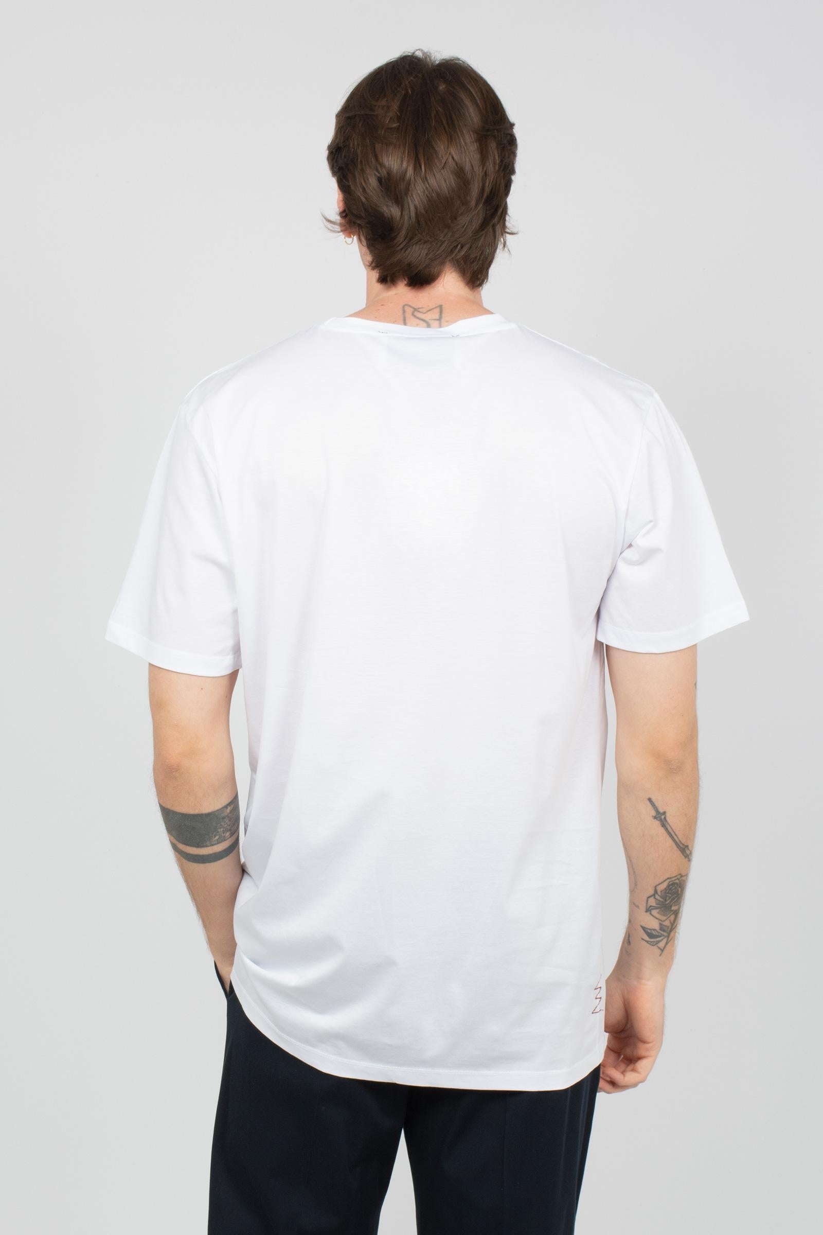 t-shirt in cotone filo di scozia B6AB0067 BIANCO AMARANTO 