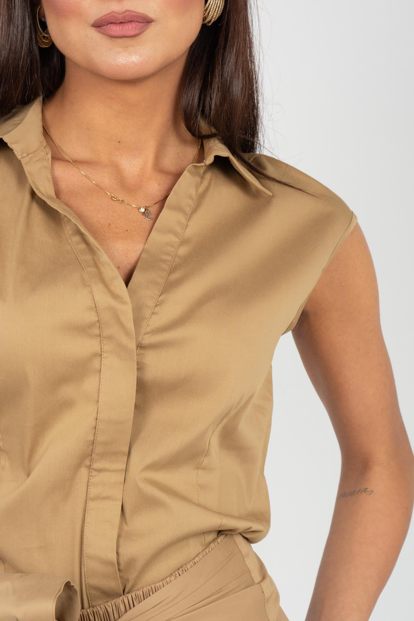 camicia in misto cotone CM07LOL BEIGE SANGERMANO 