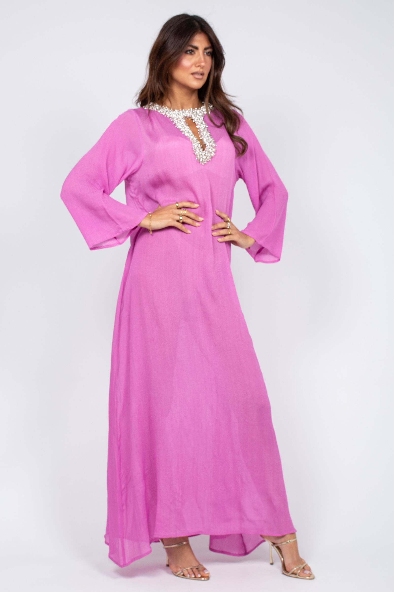 tunica in chiffon con ricamo MS2617 LILAC MIRIAM STELLA 