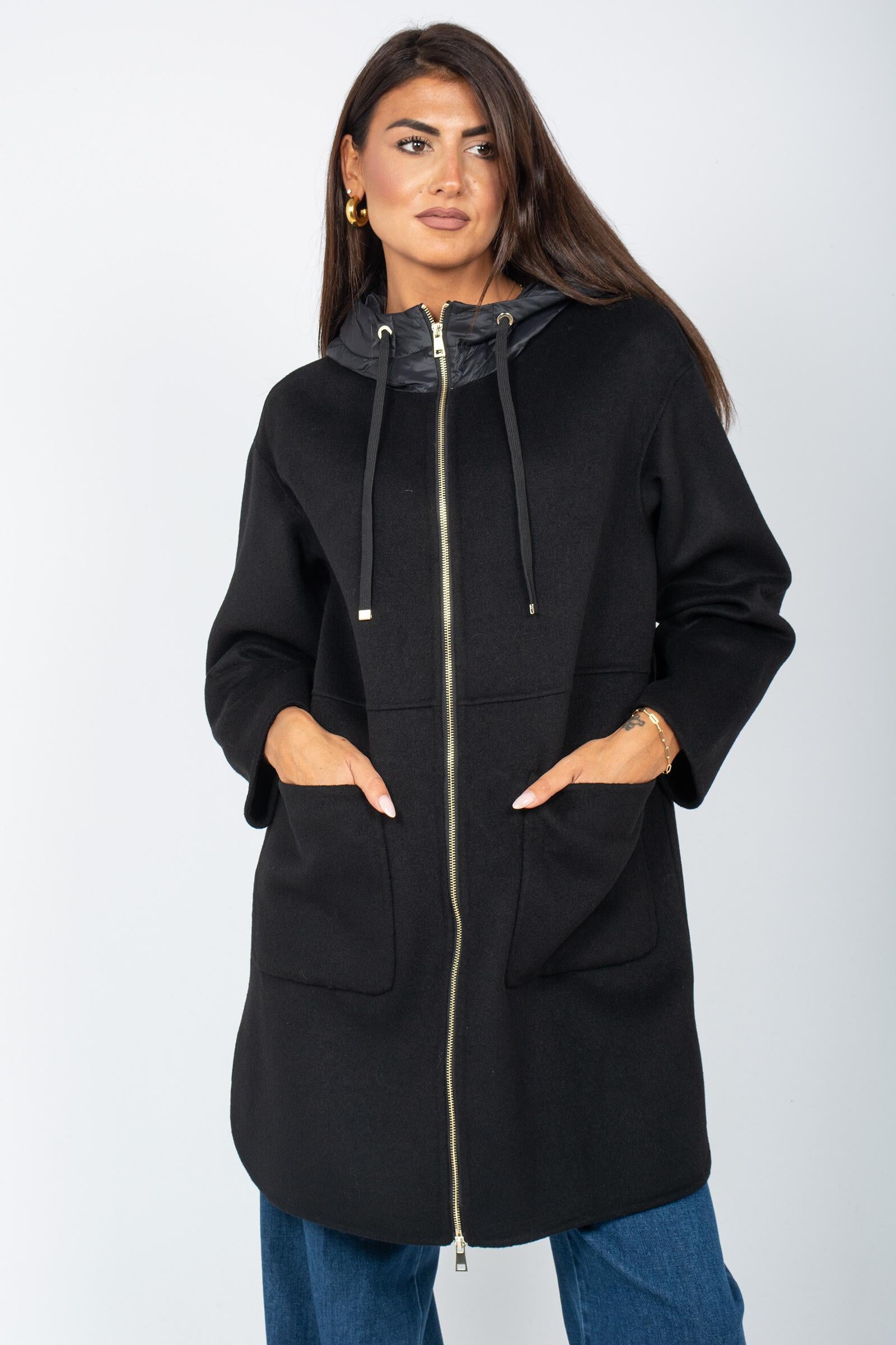 piumino in nylon e panno CP705ATOS NERO SANGERMANO 