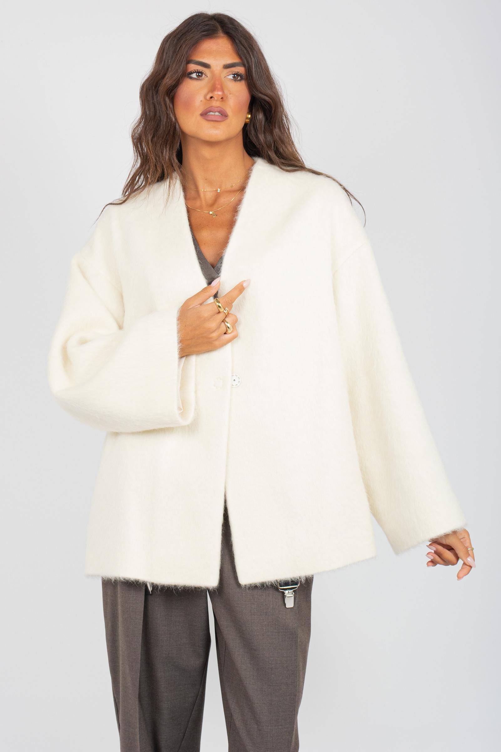 giacca oversize in misto alpaca A26493000 301 MOUCHE 