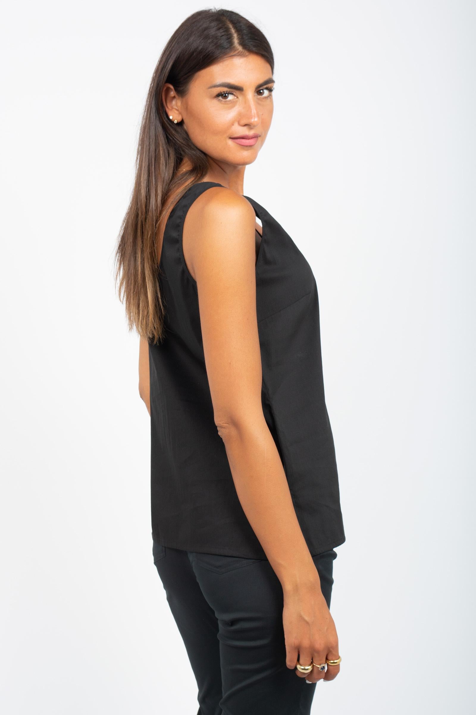 top in misto cotone CS731LOL NERO SANGERMANO 