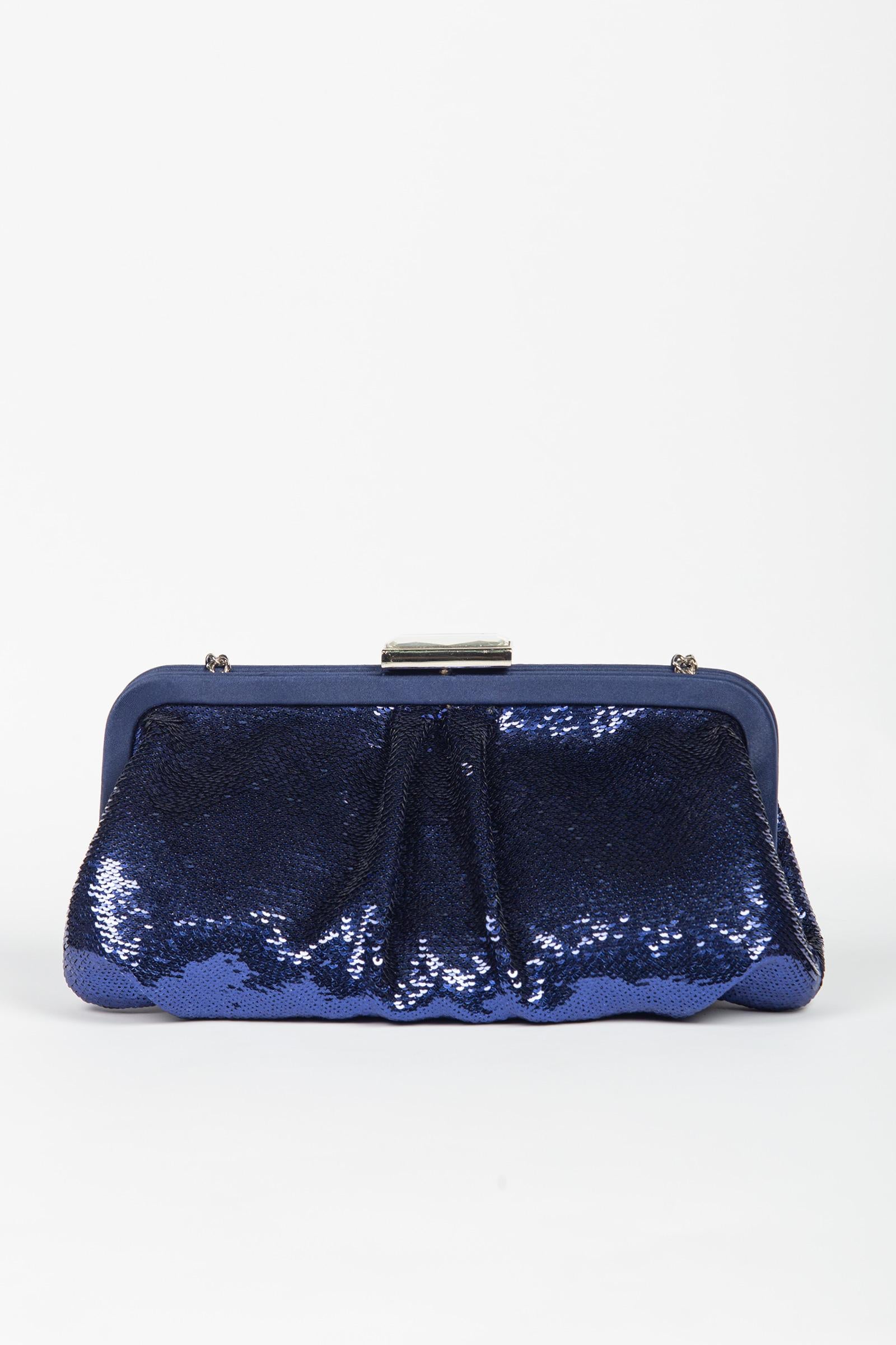 clutch morbida in pailettes ACX675 BLU ANNA CECERE 