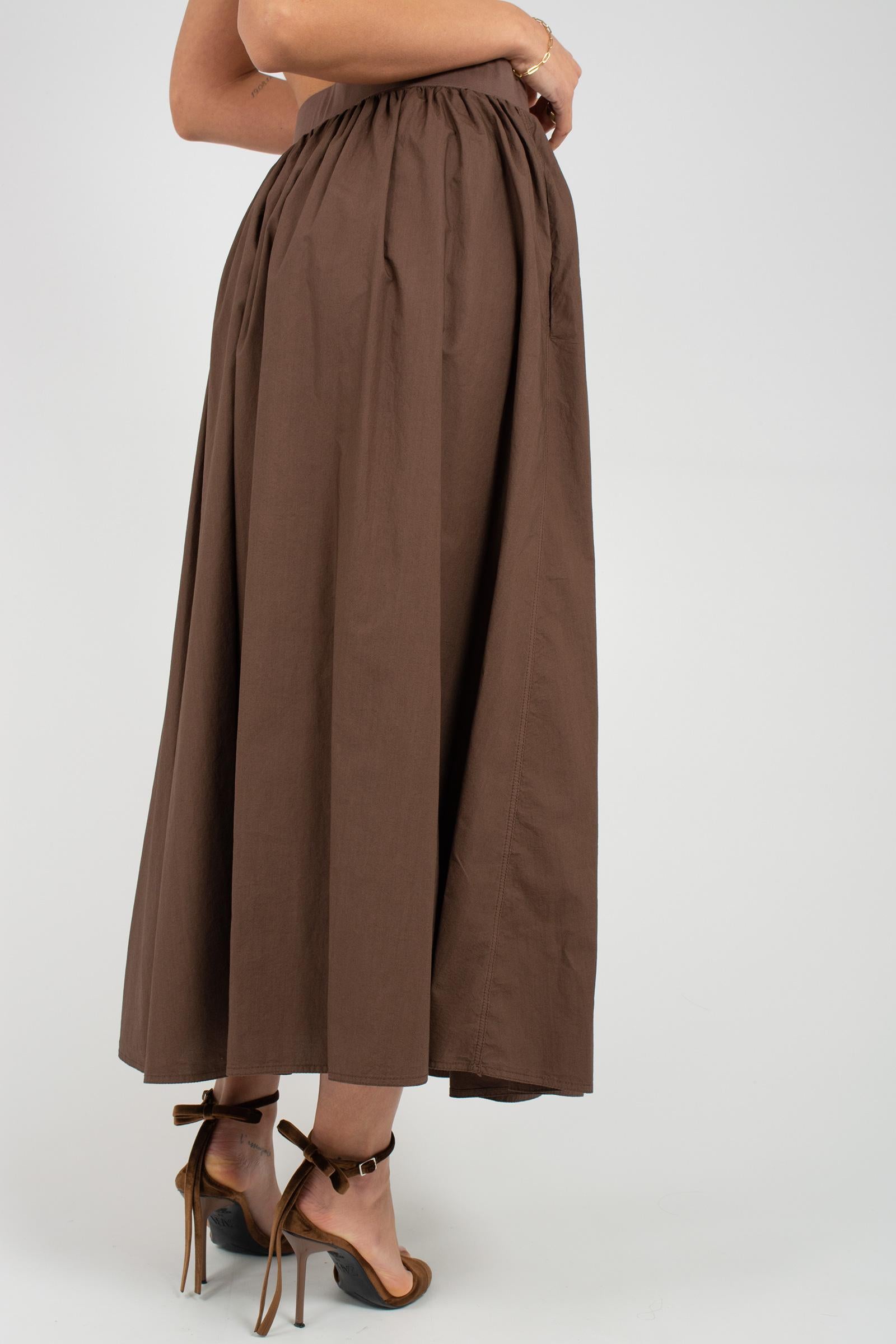 gonna in popeline di cotone N1907G401 747 ROSSO 35 