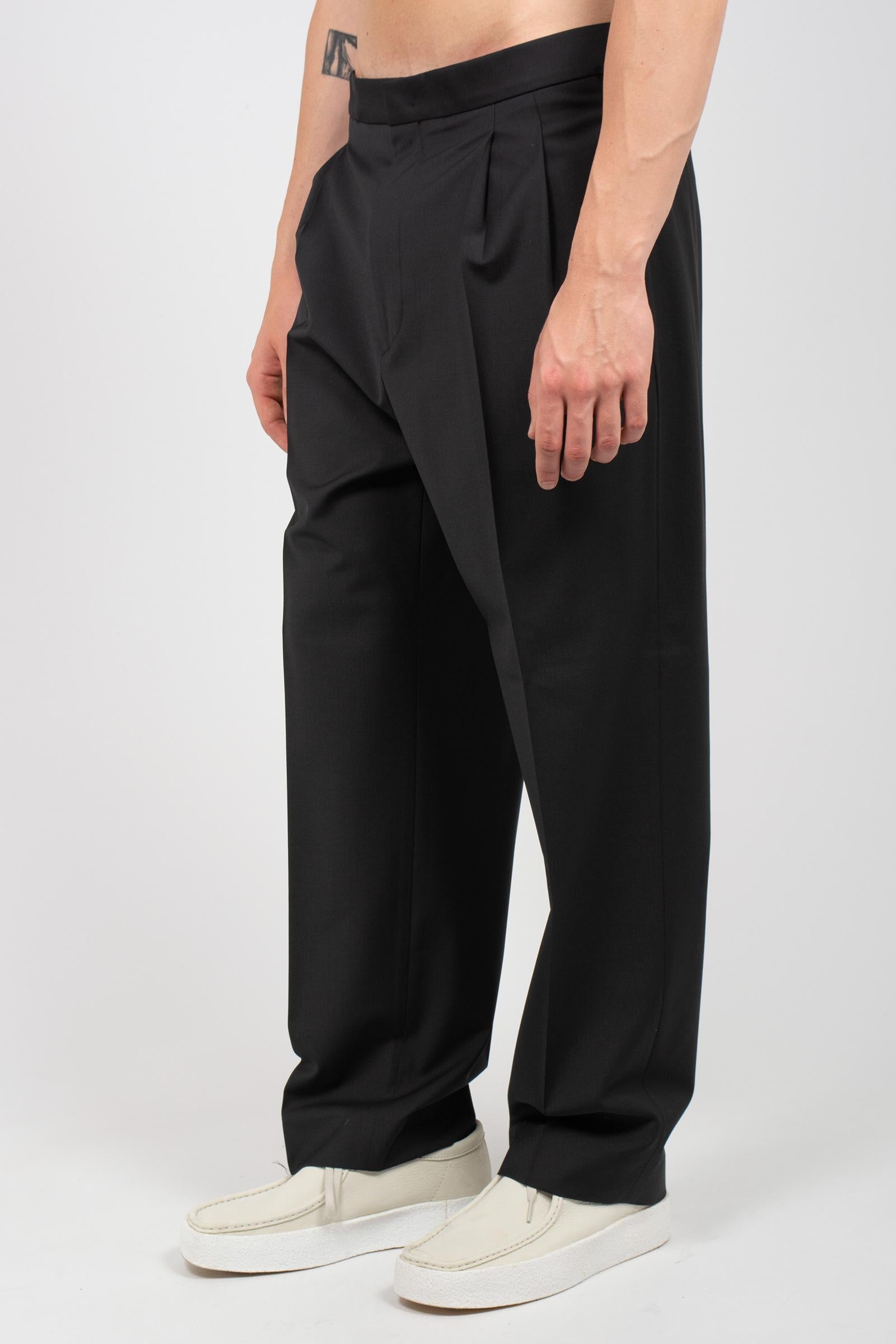 pantalone fondo 23cm in misto lana 'mat' MATTBCMS26 NERO BE ABLE 