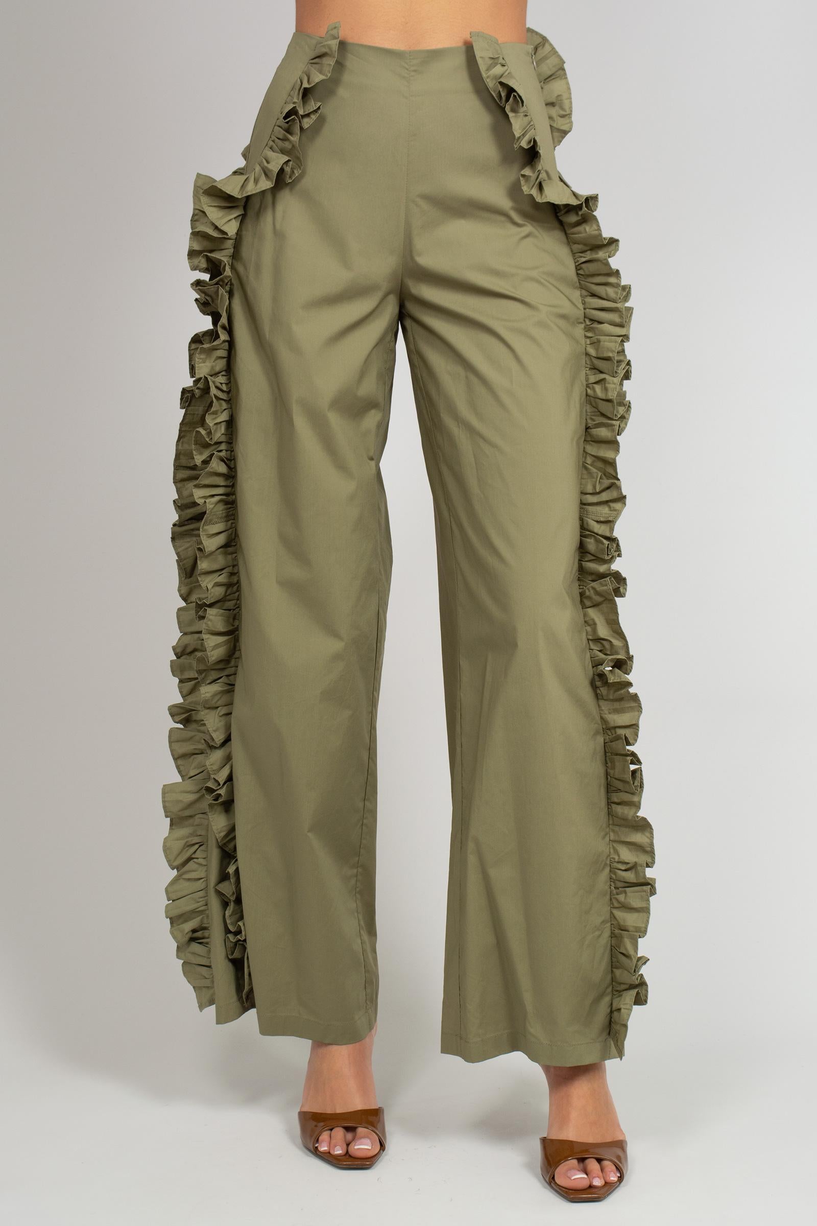 pantalone in popeline con rouche S26PL05 GN22 WEILI ZHENG 