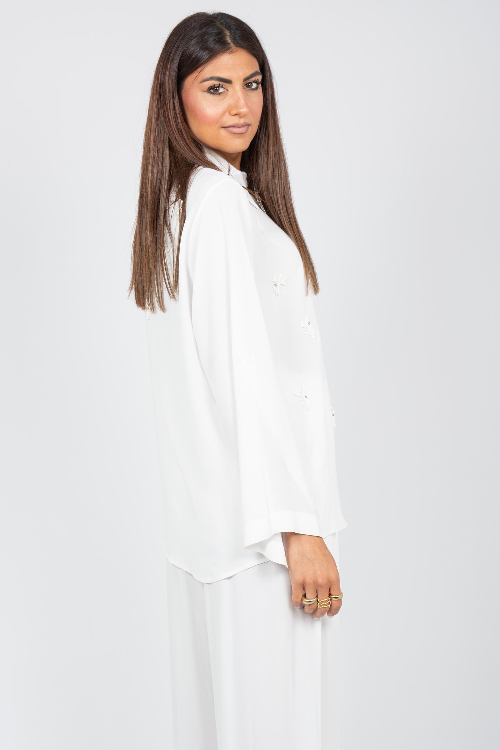 camicia con ricami coralli MS2651 WHITE MIRIAM STELLA 