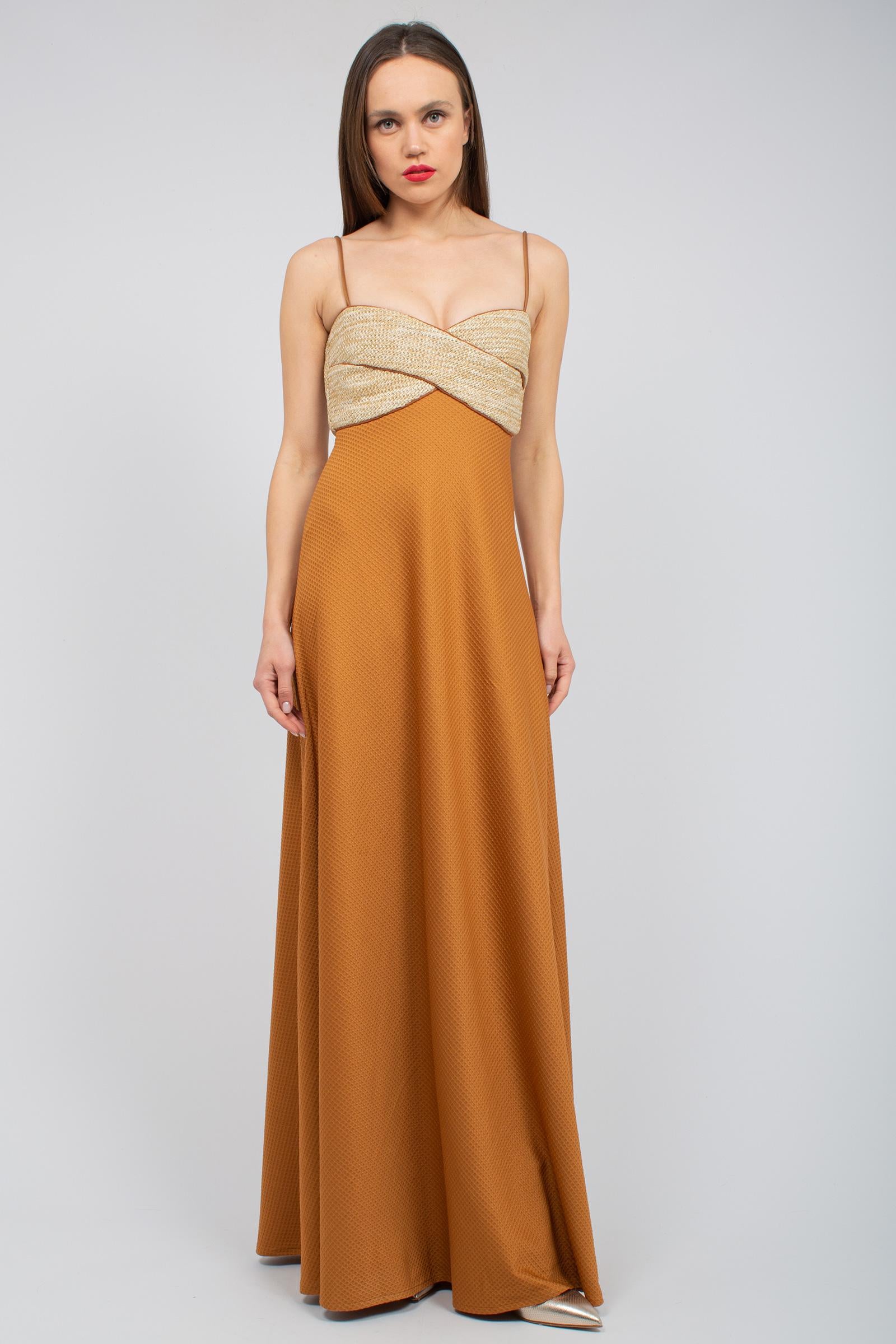 abito con incrocio in rafia 'bagatelle' RO005 RUST ROSANNA OCAMPO 